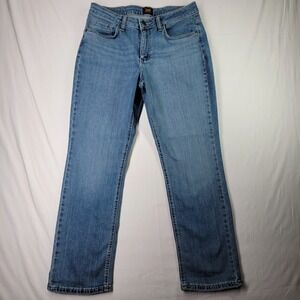Lee Jeans Women's Size 30X28 Straight Leg Mid Rise Blue Medium Wash